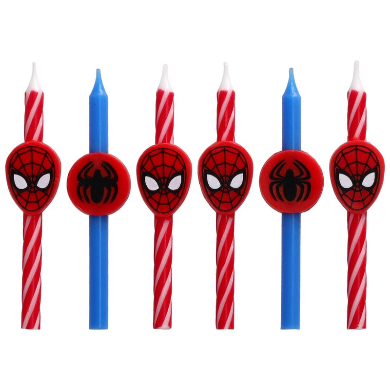 DecoPac Marvels Spider-Man Birthday Cake Candles | 6 Birthday Candles for Cake Decorations, Red & Blue Candles, Cake Toppers for Spiderman Party - Image 5